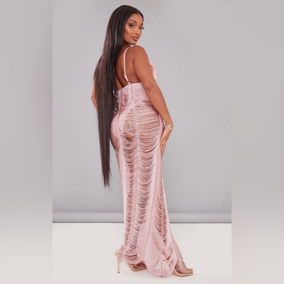 Pretty Little Thing fringe dress baby pink $60 - Picture 2 of 3
